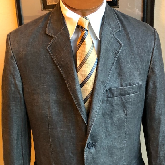 Material London Dark Gray Linen Jacket Size 42R - Picture 2 of 15